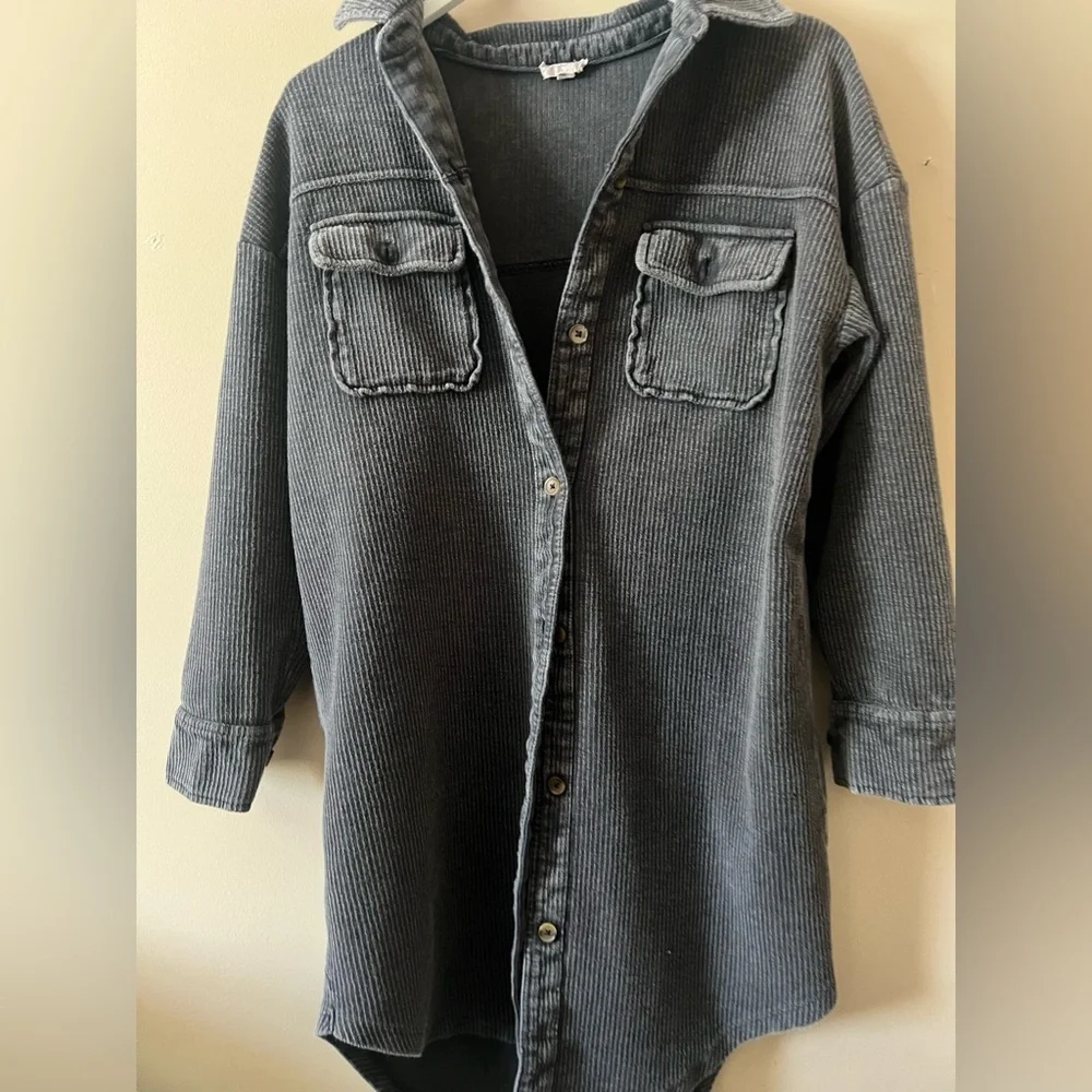 Anthropology Pilcro Charcoal Black Corduroy Shacket
